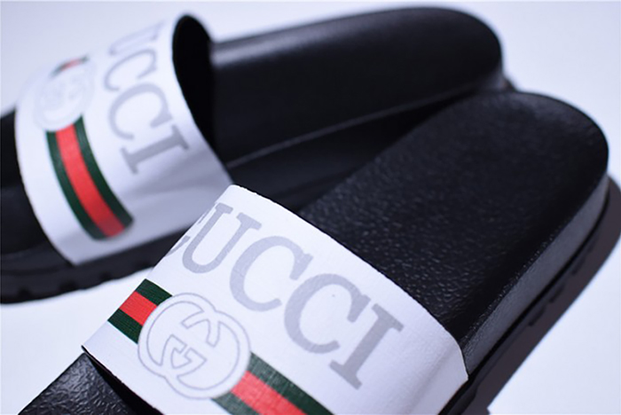G*u*i leather slide sandal black with gg logo mens