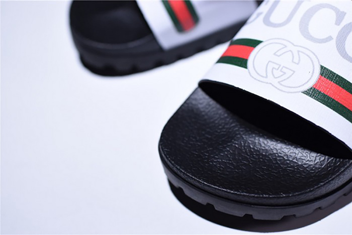 G*u*i leather slide sandal black with gg logo mens