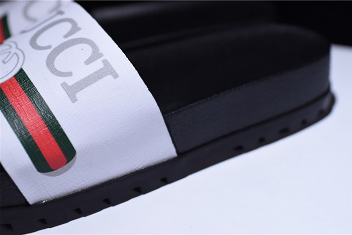 G*u*i leather slide sandal black with gg logo mens